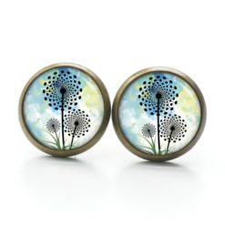 Druckknopf Ohrstecker Ohrhänger Clipse türkis grüne Pusteblume Druckknopf Ohrstecker Ohrhänger Clipse türkis grüne Pusteblume