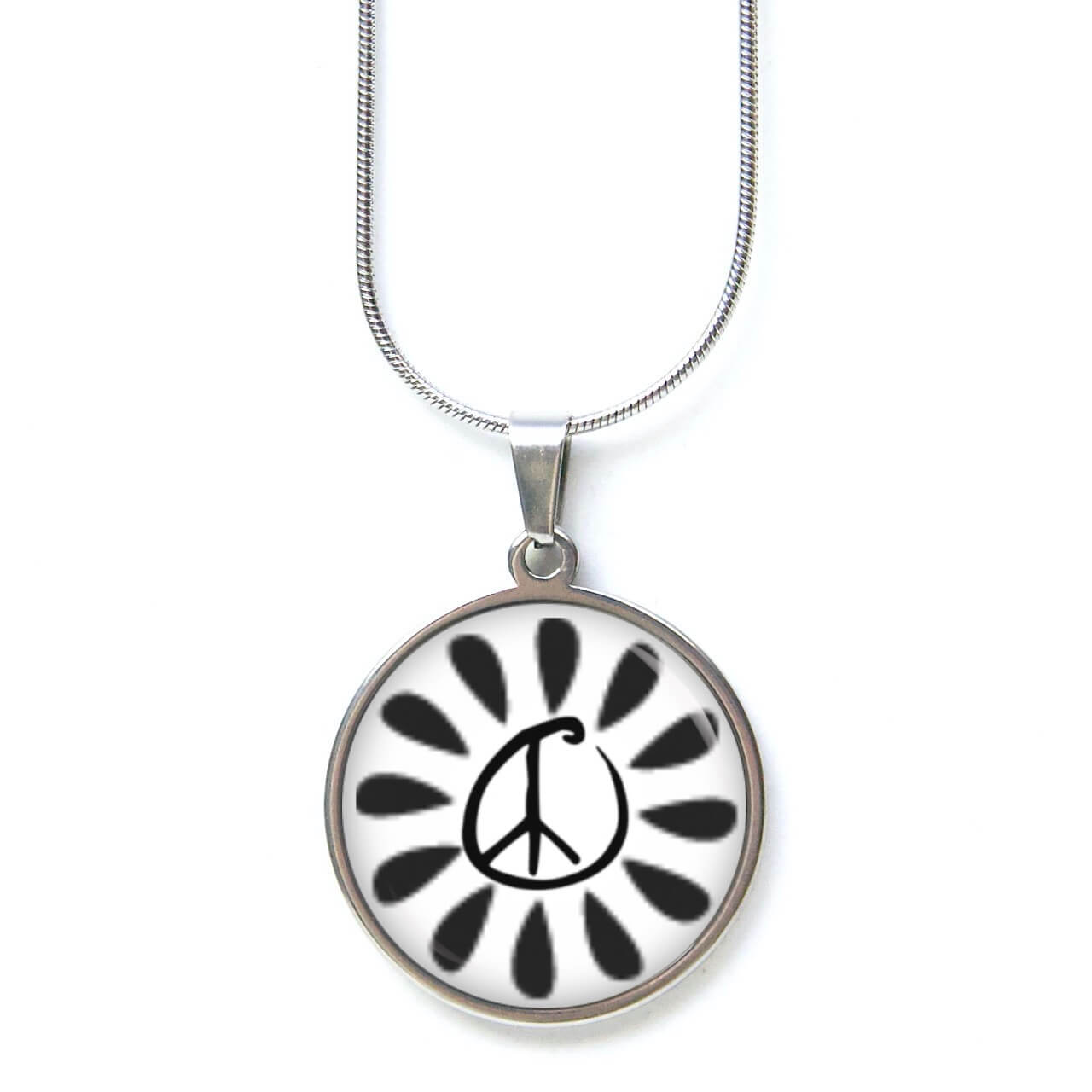 Edelstahl Kette Frieden Freiheit Peace schwarz & weiß Edelstahl Kette Frieden Freiheit Peace schwarz & weiß