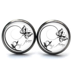 Ohrstecker, Ohrhänger, Clipse & Druckknopf – Motiv Schmetterling schwarz weiß – Schmuck aus Edelstahl Ohrstecker, Ohrhänger, Clipse & Druckknopf - Motiv Schmetterling schwarz weiß - Schmuck aus Edelstahl