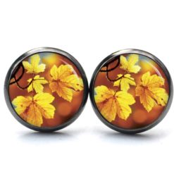 Ohrstecker, Ohrhänger, Clipse & Druckknopf – Motiv Herbst mit gelben Blüten – Schmuck aus Edelstahl Ohrstecker, Ohrhänger, Clipse & Druckknopf – Motiv Herbst mit gelben Blüten – Schmuck aus Edelstahl