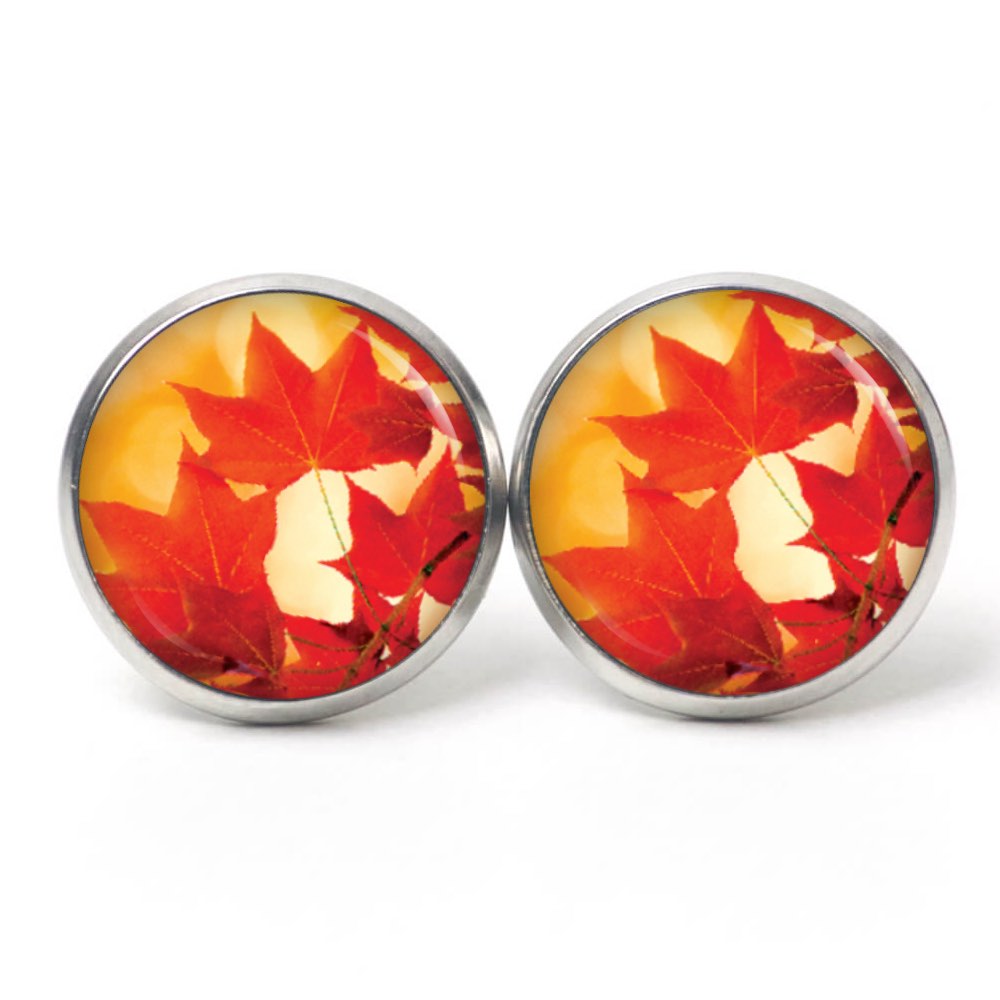 Ohrstecker, Ohrhänger, Clipse & Druckknopf – Motiv Herbstblätter im Sonnenlicht – Schmuck aus Edelstahl Ohrstecker, Ohrhänger, Clipse & Druckknopf – Motiv Herbstblätter im Sonnenlicht – Schmuck aus Edelstahl