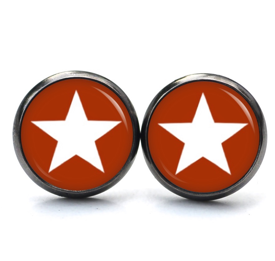 Druckknopf Ohrstecker Ohrhänger Clipse rot weißer Stern Druckknopf Ohrstecker Ohrhänger Clipse rot weißer Stern