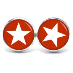 Druckknopf Ohrstecker Ohrhänger Clipse rot weißer Stern