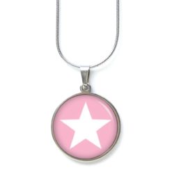 Druckknopf Ohrstecker Ohrhänger Clipse rosa weißer Stern Druckknopf Ohrstecker Ohrhänger Clipse rosa weißer Stern