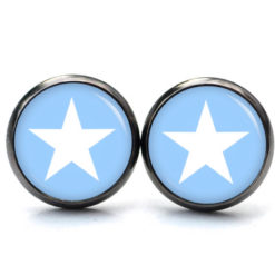 Ohrstecker, Ohrhänger, Clipse & Druckknopf – Motiv hellblauer weißer Stern – Schmuck aus Edelstahl Ohrstecker, Ohrhänger, Clipse & Druckknopf – Motiv hellblauer weißer Stern – Schmuck aus Edelstahl