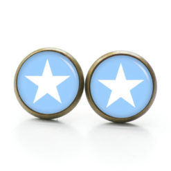Ohrstecker, Ohrhänger, Clipse & Druckknopf – Motiv hellblauer weißer Stern – Schmuck aus Edelstahl Ohrstecker, Ohrhänger, Clipse & Druckknopf – Motiv hellblauer weißer Stern – Schmuck aus Edelstahl