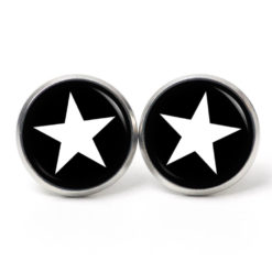 Ohrstecker, Ohrhänger, Clipse & Druckknopf – Motiv schwarz weißer Stern – Schmuck aus Edelstahl
