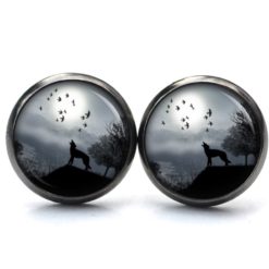 Druckknopf / Ohrstecker / Ohrhänger heulender Wolf Druckknopf / Ohrstecker / Ohrhänger heulender Wolf