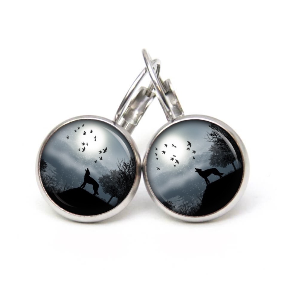 Druckknopf / Ohrstecker / Ohrhänger heulender Wolf Druckknopf / Ohrstecker / Ohrhänger heulender Wolf