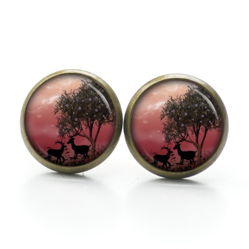 Druckknopf / Ohrstecker / Ohrhänger Steinbock und Hirsch Druckknopf / Ohrstecker / Ohrhänger Steinbock und Hirsch