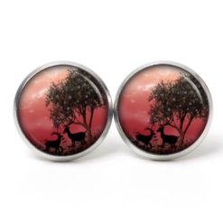 Druckknopf / Ohrstecker / Ohrhänger Steinbock und Hirsch