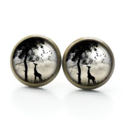 Druckknopf Ohrstecker Ohrhänger Giraffe schwarz grau Druckknopf Ohrstecker Ohrhänger Giraffe schwarz grau