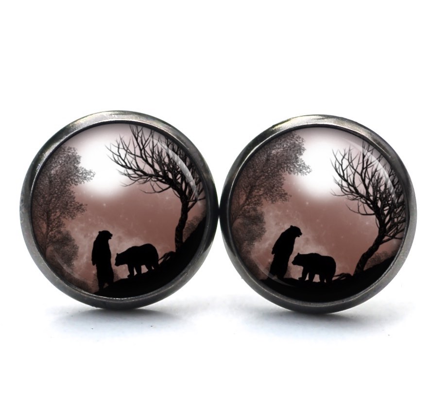 Druckknopf / Ohrstecker / Ohrhänger Bären im Wald Druckknopf / Ohrstecker / Ohrhänger Bären im Wald
