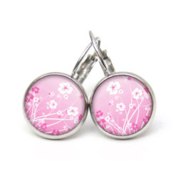Ohrstecker, Ohrhänger, Clipse & Druckknopf – Motiv Rosa Weiße Blumenwiese – Schmuck aus Edelstahl