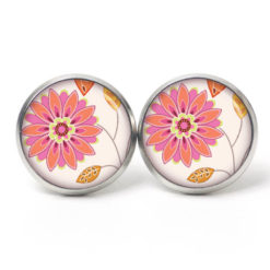 Ohrstecker, Ohrhänger, Clipse & Druckknopf – Motiv Große rosa Blume – Schmuck aus Edelstahl