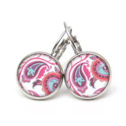 Ohrstecker, Ohrhänger, Clipse & Druckknopf – Motiv Paisley Rosa Türkis – Schmuck aus Edelstahl Ohrstecker, Ohrhänger, Clipse & Druckknopf – Motiv Paisley Rosa Türkis – Schmuck aus Edelstahl