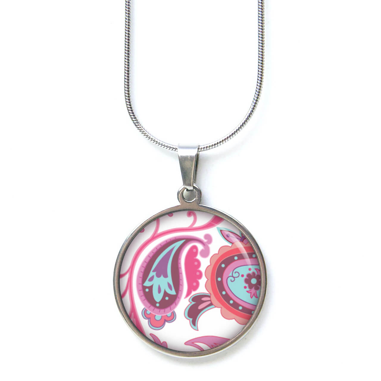 Ohrstecker, Ohrhänger, Clipse & Druckknopf – Motiv Paisley Rosa Türkis – Schmuck aus Edelstahl Ohrstecker, Ohrhänger, Clipse & Druckknopf – Motiv Paisley Rosa Türkis – Schmuck aus Edelstahl