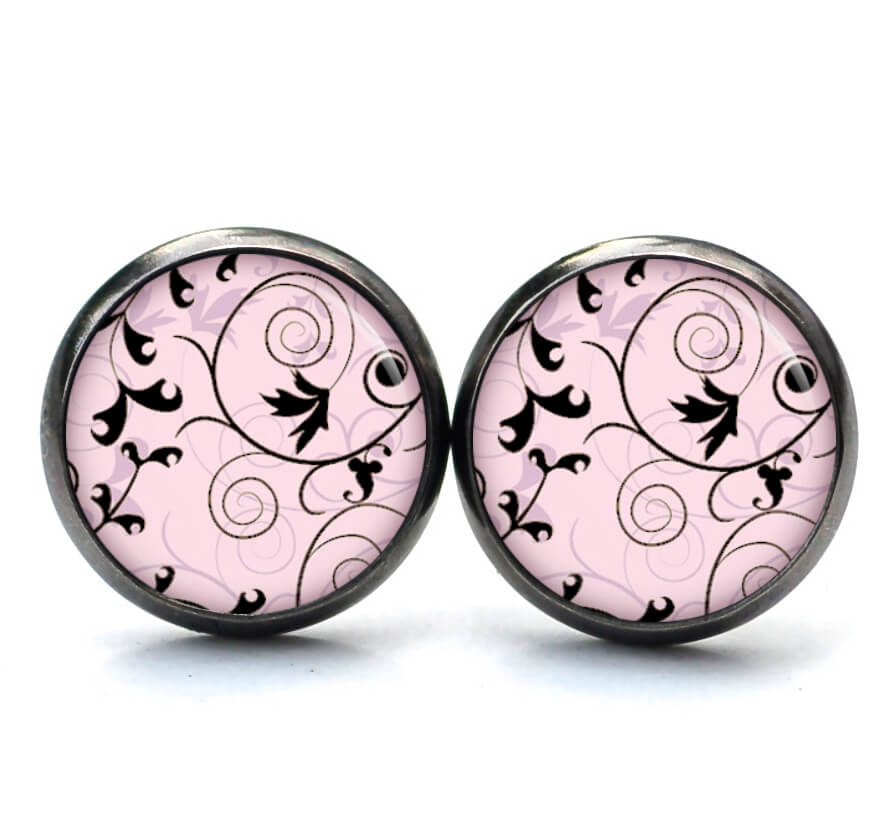 Ohrstecker, Ohrhänger, Clipse & Druckknopf – Motiv Florale Ranken Rosa – Schmuck aus Edelstahl Ohrstecker, Ohrhänger, Clipse & Druckknopf – Motiv Florale Ranken Rosa – Schmuck aus Edelstahl