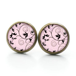 Ohrstecker, Ohrhänger, Clipse & Druckknopf – Motiv Florale Ranken Rosa – Schmuck aus Edelstahl Ohrstecker, Ohrhänger, Clipse & Druckknopf – Motiv Florale Ranken Rosa – Schmuck aus Edelstahl