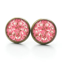 Ohrstecker, Ohrhänger, Clipse & Druckknopf – Motiv Wildes rosa Blumenmuster – Schmuck aus Edelstahl Ohrstecker, Ohrhänger, Clipse & Druckknopf – Motiv Wildes rosa Blumenmuster – Schmuck aus Edelstahl