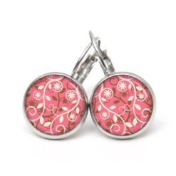 Ohrstecker, Ohrhänger, Clipse & Druckknopf – Motiv Wildes rosa Blumenmuster – Schmuck aus Edelstahl Ohrstecker, Ohrhänger, Clipse & Druckknopf – Motiv Wildes rosa Blumenmuster – Schmuck aus Edelstahl