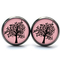 Ohrstecker, Ohrhänger, Clipse & Druckknopf – Motiv großer Rosa Schwarzer Baum – Schmuck aus Edelstahl Ohrstecker, Ohrhänger, Clipse & Druckknopf - Motiv großer Rosa Schwarzer Baum - Schmuck aus Edelstahl