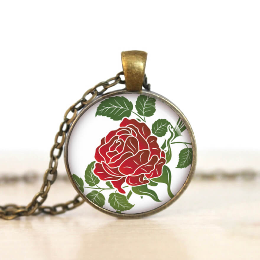 Ohrstecker, Ohrhänger, Clipse & Druckknopf – Motiv Romantische Rote Rose – Schmuck aus Edelstahl Ohrstecker, Ohrhänger, Clipse & Druckknopf – Motiv Romantische Rote Rose – Schmuck aus Edelstahl