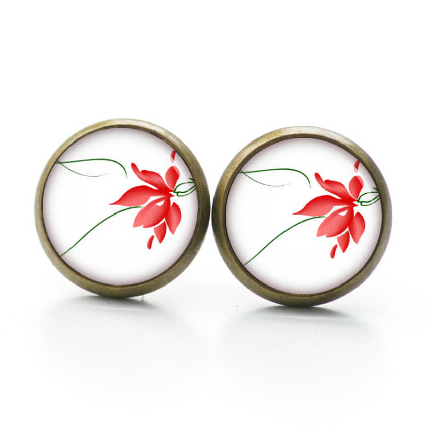Ohrstecker, Ohrhänger, Clipse & Druckknopf – Motiv Zarte Lotusblüte Rot – Schmuck aus Edelstahl Ohrstecker, Ohrhänger, Clipse & Druckknopf – Motiv Zarte Lotusblüte Rot – Schmuck aus Edelstahl