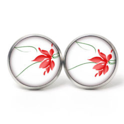 Ohrstecker, Ohrhänger, Clipse & Druckknopf – Motiv Zarte Lotusblüte Rot – Schmuck aus Edelstahl