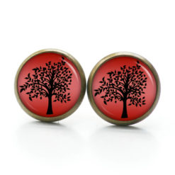 Ohrstecker, Ohrhänger, Clipse & Druckknopf – Motiv großer Baum Rot Schwarz – Schmuck aus Edelstahl Ohrstecker, Ohrhänger, Clipse & Druckknopf - Motiv großer Baum Rot Schwarz - Schmuck aus Edelstahl