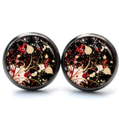 Ohrstecker, Ohrhänger, Clipse & Druckknopf – Motiv Rot goldene Blumenwiese – Schmuck aus Edelstahl Ohrstecker, Ohrhänger, Clipse & Druckknopf – Motiv Rot goldene Blumenwiese – Schmuck aus Edelstahl