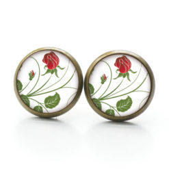 Ohrstecker, Ohrhänger, Clipse & Druckknopf – Motiv Romantische rote Rose – Schmuck aus Edelstahl Ohrstecker, Ohrhänger, Clipse & Druckknopf – Motiv Romantische rote Rose – Schmuck aus Edelstahl
