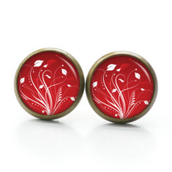 Ohrstecker, Ohrhänger, Clipse & Druckknopf – Motiv Elegante Blütenranken Rot Weiß – Schmuck aus Edelstahl Ohrstecker, Ohrhänger, Clipse & Druckknopf – Motiv Elegante Blütenranken Rot Weiß – Schmuck aus Edelstahl