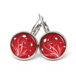 Ohrstecker, Ohrhänger, Clipse & Druckknopf – Motiv Elegante Blütenranken Rot Weiß – Schmuck aus Edelstahl Ohrstecker, Ohrhänger, Clipse & Druckknopf – Motiv Elegante Blütenranken Rot Weiß – Schmuck aus Edelstahl