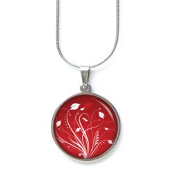 Ohrstecker, Ohrhänger, Clipse & Druckknopf – Motiv Elegante Blütenranken Rot Weiß – Schmuck aus Edelstahl Ohrstecker, Ohrhänger, Clipse & Druckknopf – Motiv Elegante Blütenranken Rot Weiß – Schmuck aus Edelstahl