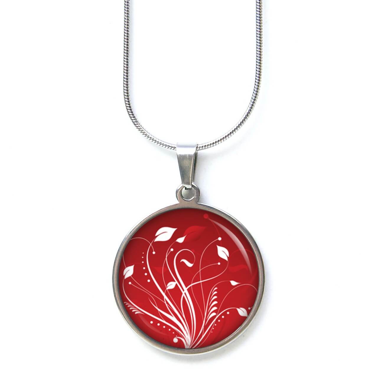 Ohrstecker, Ohrhänger, Clipse & Druckknopf – Motiv Elegante Blütenranken Rot Weiß – Schmuck aus Edelstahl Ohrstecker, Ohrhänger, Clipse & Druckknopf – Motiv Elegante Blütenranken Rot Weiß – Schmuck aus Edelstahl