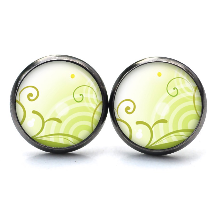 Ohrstecker, Ohrhänger, Clipse & Druckknopf – Motiv Zart floral grün – Schmuck aus Edelstahl Ohrstecker, Ohrhänger, Clipse & Druckknopf – Motiv Zart floral grün – Schmuck aus Edelstahl