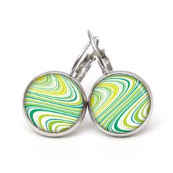 Ohrstecker, Ohrhänger, Clipse & Druckknopf – Motiv grüne retro Wellen – Schmuck aus Edelstahl Ohrstecker, Ohrhänger, Clipse & Druckknopf – Motiv grüne retro Wellen – Schmuck aus Edelstahl
