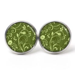 Ohrstecker, Ohrhänger, Clipse & Druckknopf – Motiv Florale Blüten Grün – Schmuck aus Edelstahl
