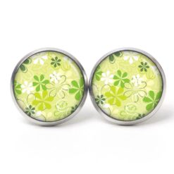 Ohrstecker, Ohrhänger, Clipse & Druckknopf – Motiv Kleine grüne Blumen – Schmuck aus Edelstahl