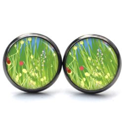 Ohrstecker, Ohrhänger, Clipse & Druckknopf – Motiv Grüne Blumenwiese – Schmuck aus Edelstahl Ohrstecker, Ohrhänger, Clipse & Druckknopf – Motiv Grüne Blumenwiese – Schmuck aus Edelstahl