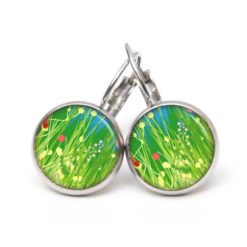 Ohrstecker, Ohrhänger, Clipse & Druckknopf – Motiv Grüne Blumenwiese – Schmuck aus Edelstahl Ohrstecker, Ohrhänger, Clipse & Druckknopf – Motiv Grüne Blumenwiese – Schmuck aus Edelstahl