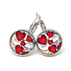 Ohrstecker, Ohrhänger, Clipse & Druckknopf – Motiv viele kleine rote Herzen – Schmuck aus Edelstahl Ohrstecker, Ohrhänger, Clipse & Druckknopf – Motiv viele kleine rote Herzen – Schmuck aus Edelstahl