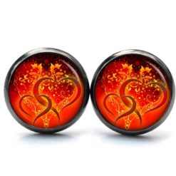 Ohrstecker, Ohrhänger, Clipse & Druckknopf – Motiv Herzen in Flammen – Schmuck aus Edelstahl Ohrstecker, Ohrhänger, Clipse & Druckknopf – Motiv Herzen in Flammen – Schmuck aus Edelstahl