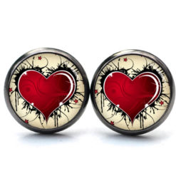 Ohrstecker, Ohrhänger, Clipse & Druckknopf – Motiv großes rotes Herz – Schmuck aus Edelstahl Ohrstecker, Ohrhänger, Clipse & Druckknopf – Motiv großes rotes Herz – Schmuck aus Edelstahl