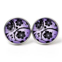 Ohrstecker, Ohrhänger, Clipse & Druckknopf – Motiv Sakura Blüten Violett – Schmuck aus Edelstahl