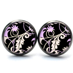 Ohrstecker, Ohrhänger, Clipse & Druckknopf - Motiv Elegante Arabesken Violett - Schmuck aus Edelstahl