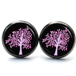 Ohrstecker, Ohrhänger, Clipse & Druckknopf – Motiv großer roser Baum – Schmuck aus Edelstahl Ohrstecker, Ohrhänger, Clipse & Druckknopf - Motiv großer roser Baum - Schmuck aus Edelstahl