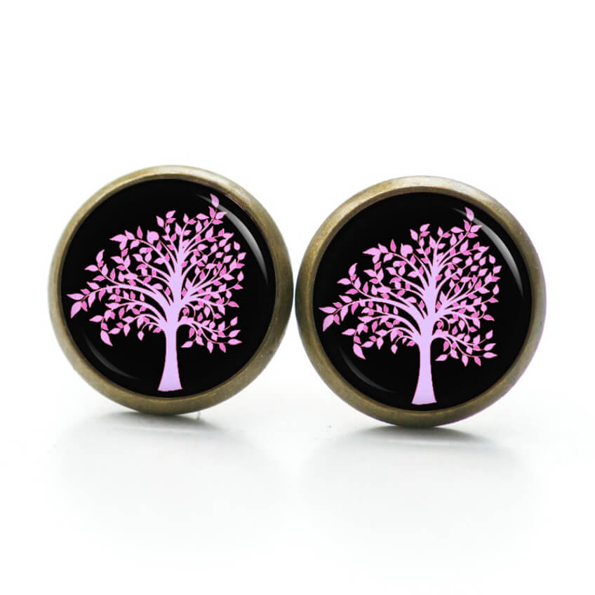 Ohrstecker, Ohrhänger, Clipse & Druckknopf – Motiv großer roser Baum – Schmuck aus Edelstahl Ohrstecker, Ohrhänger, Clipse & Druckknopf - Motiv großer roser Baum - Schmuck aus Edelstahl