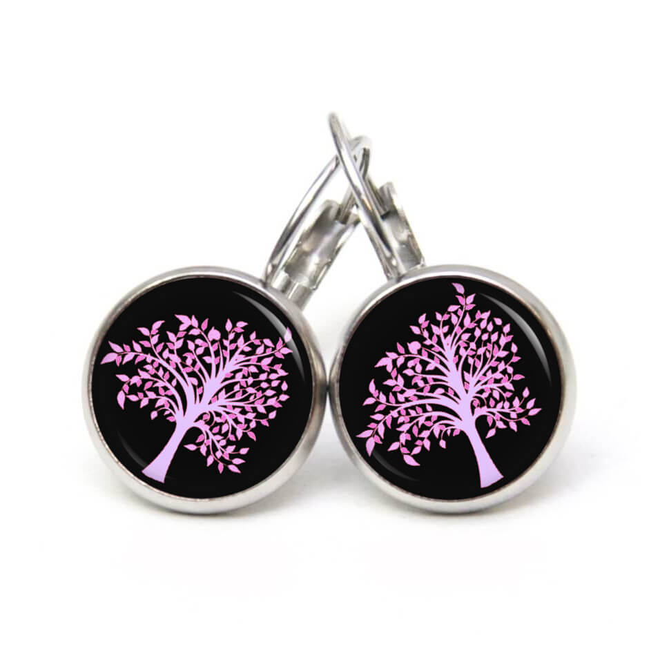 Ohrstecker, Ohrhänger, Clipse & Druckknopf – Motiv großer roser Baum – Schmuck aus Edelstahl Ohrstecker, Ohrhänger, Clipse & Druckknopf - Motiv großer roser Baum - Schmuck aus Edelstahl